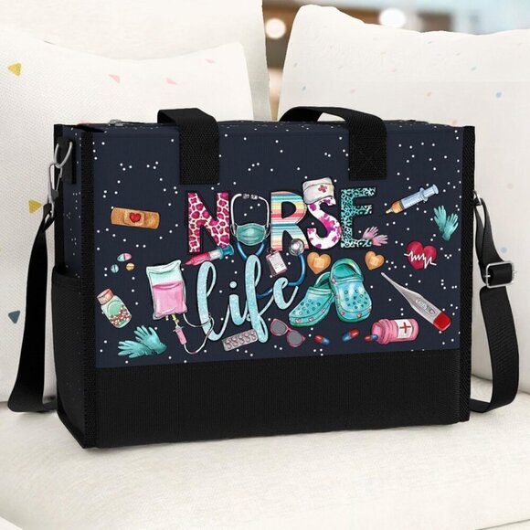 Large Waterproof Tote Bag Women with Pockets Zipper Travel Work Grocery - Picture 6 of 6